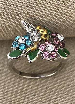 Каблучка з кристалами і емалями вінтаж