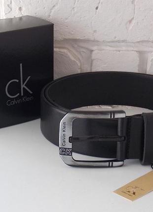 Мужской широкий ремень кожаный в коробке