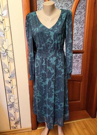 Платье миди с прозрачными рукавами