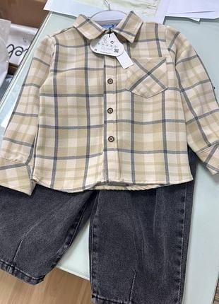 Рубашка байкова фланелева сорочка в клітинку 98 104 110 116
