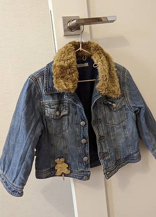 Джинсовая куртка пиджак утеплённый с мехом