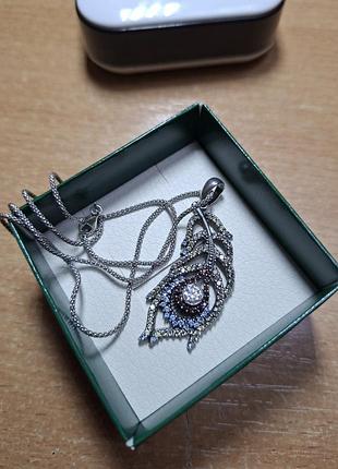 Кулон перо серебро 925'