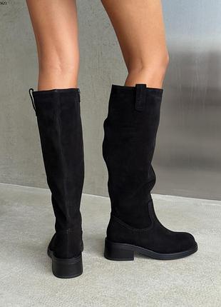 Чоботи труби , арт. 10621, чорний, натуральна замша, демі/зима