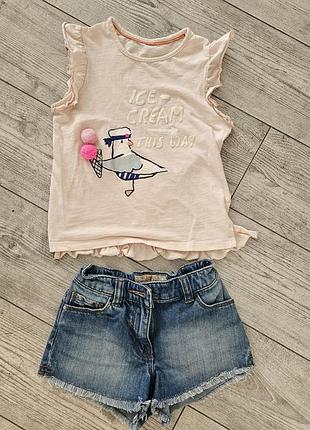 Набор костюм комплект для девочки на лето шорты next и футболка m&amp;s