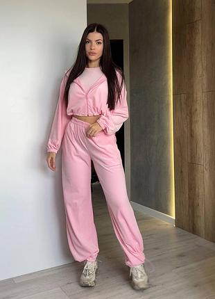 Жіночий велюровий костюм трійка