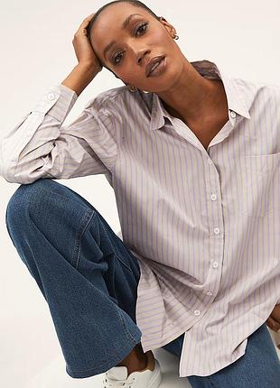 Стильная полосатая рубашка оверсайз из качественного хлопка р.18