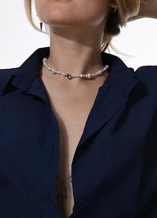 Базова синя сорочка з коротким рукавом