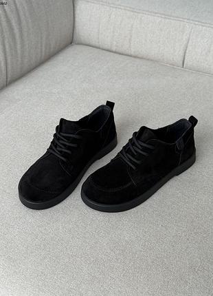 Туфли barefoot, черный, натуральная замша