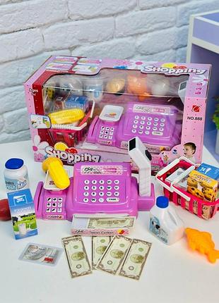 Кассовый аппарат детский с корзиной сканером и терминалом игрушечный кассовый аппарат для ребенка 3+ лет