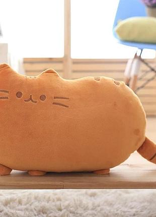 Плюшева дитяча іграшка кіт пушин колір оранжевий м’яка іграшка подушка для дітей котик 40 см