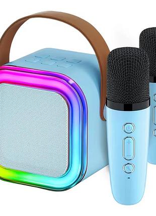 Дитяче караоке з мікрофоном bluetooth колонкою та led підсвічуванням 10 вт музикальна іграшка для дитини два мікрофони та колонка