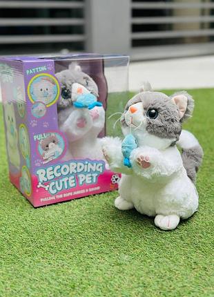 Интерактивная мягкая игрушка для детей котик говорящий и двигающийся 25,5 см развивающая игрушка котенок для ребенка