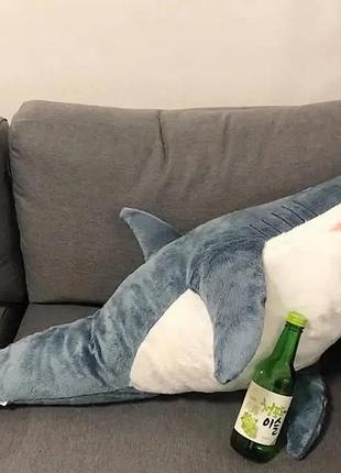 М’яка іграшка для дітей акула 140 см плюшева дитяча акула сірий