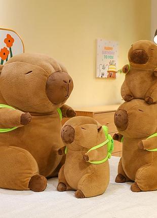 Велика м’яка іграшка для дітей 3+ рочків капібара 80 см з рюкзачком черепаха дитяча плюшева іграшка