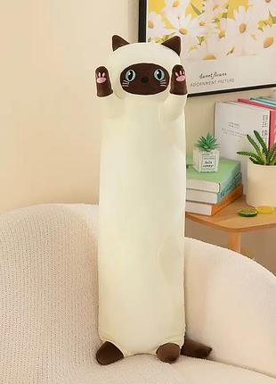Мягкая детская игрушка котик батон 70 см плюшевая игрушка кот батон для детей молочный