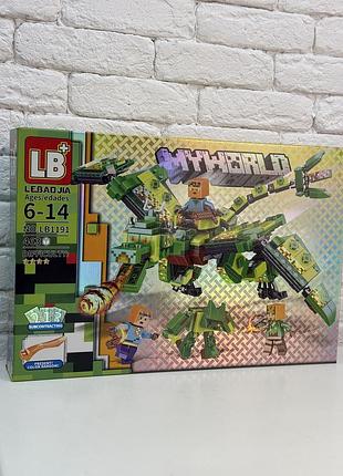 Детский конструктор зеленый дракон minecraft развивающий пластмассовый конструктор для мальчика 463шт детям 6+ лет майнкрафт