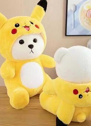 Дитячий іграшковий ведмедик 50 см в костюмі пікачу великий плюшевий ведмідь у кігурумі пікачу для дітей 3+