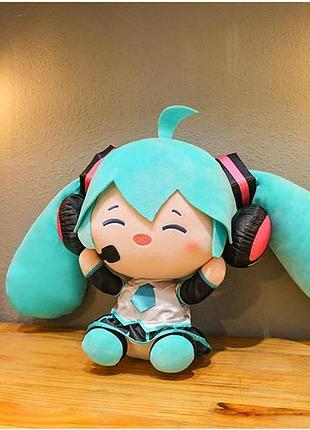 Плюшевая игрушка хацуне мику 50 см с наушниками для детей мягкая детская игрушка хацуне мику
