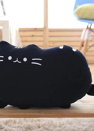 Дитяча плюшева іграшка кіт пушин 40 см м’яка іграшка подушка для дітей котик колір чорний