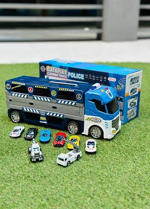 Машинка автовоз для хлопчика із треком 1,6 м + 6 металевих машинок дитячий іграшковий автовоз