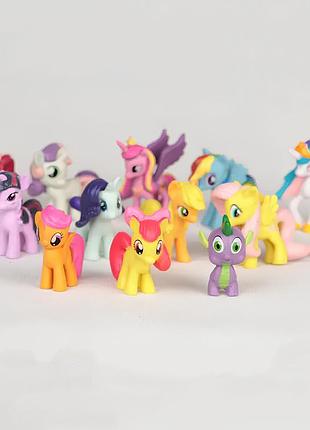 Набор 12 фигурок единорогов для девочки my little pony мини статуэтки пони из мультфильма мой маленький пони 3-5 см