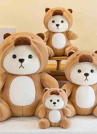 Іграшковий дитячий ведмедик 40 см в костюмі капібара м’яка плюшева іграшка ведмідь у кігурумі капібари для дітей