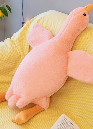 Большая мягкая игрушка гусь 170 см плюшевый большой гусь обнимусь розовый