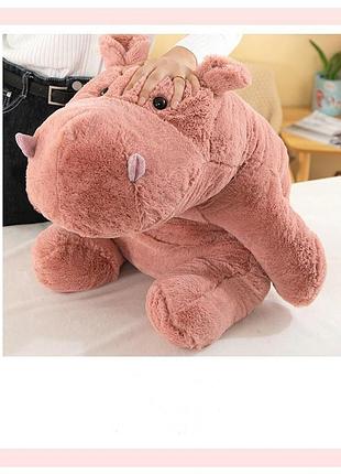 Игрушка плюшевая бегемот 50 см для детей цвет розовый мягкая детская игрушка бегемот