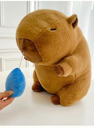 Мʼяка дитяча іграшка капібара із сопелькою 50 см плюшева іграшка капібара з соплею для дітей колір коричневий