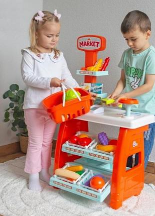 Детский игрушечный магазин игровой набор мини маркет с терминалом прилавком и продуктами 33 элемента для ребенка 3+ лет