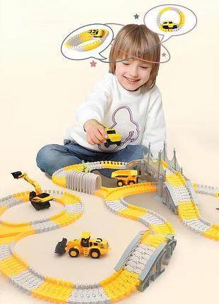 Автомобільний гнучкий трек для хлопчика дорожні роботи ігровий дитячий гоночний трек із машинкою