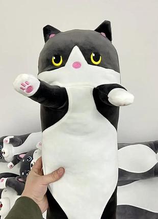 Детская плюшевая игрушка кот батон 110 см мягкая игрушка для детей котик цвет черный
