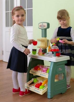 Детский игрушечный магазин кофейня с терминалом прилавком и сладостью для ребенка 3+ лет