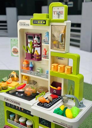 Велика інтерактивна дитяча кухня 100см зі світлом парою та звуком іграшкова кухня для дівчинки 91 аксесуар