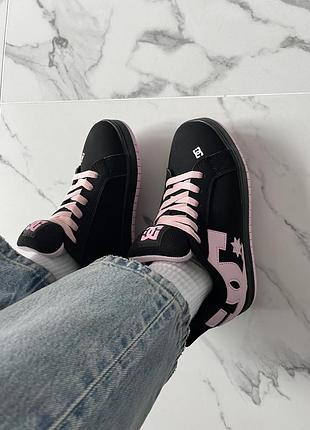 Кроссовки женские на каждый день dc court graffik black pink пудра