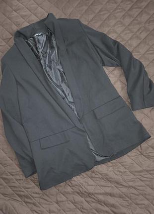 Boohoo u912 черный пиджак блейзер с интересным воротником