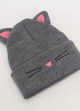 Шапка дитяча для дівчинки кішечка з вушками