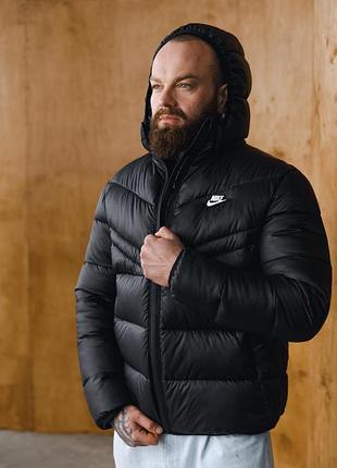 Чоловіча зимова куртка з лого найк,nike, курточка тепла з каптуром