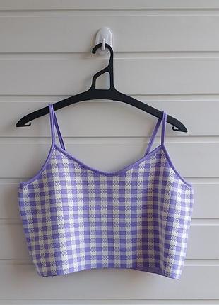 Женский укороченный топ плотная ткань в клетку