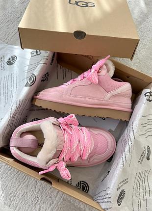 Жіночі угг кросівки зимові замшеві рожеві ugg women's lowmel pink