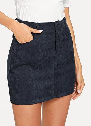 Черная юбка юбка микровельвет от shein 🎓 xs - наш 36-38р (или на подростка)