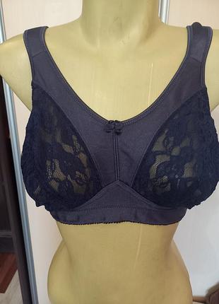 Комфортный мягкий темно- синий бюстгалтер без косточек, bpc selection bonprix collection, 85c.
