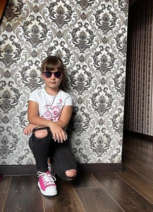 Чорні рвані джинси скіні на   дівчинку  116 см