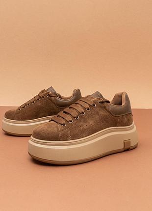 Жіночі кросівки замшеві коричневі 36-40 кроссовки женские кожаные k.lasiya 1311206