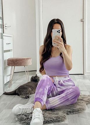 Жіночі утеплені спортивні штани джогери тай-дай на флісі