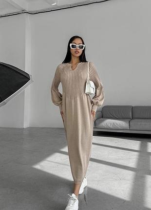 В’язана сукня міді з преміальної пряжі на основі бавовни та кашеміру