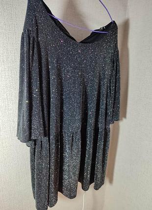 Черная футболка люрекс батал большой размер 26/28