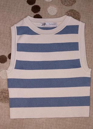 Женский топ zara молочно-джинсового цвета