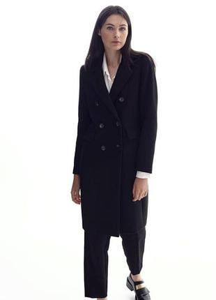Пальто чорне двобортне, жіноче чорне пальто