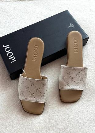 Бежеві шльопанці з логотипом joop! брендове взуття